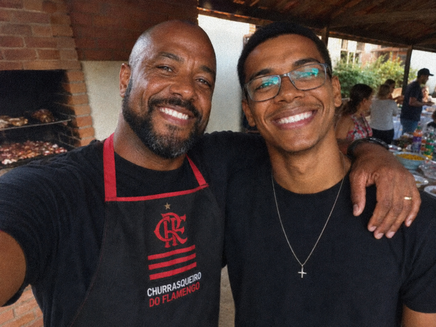 José Augusto e o Rafael no churrasco de domingo